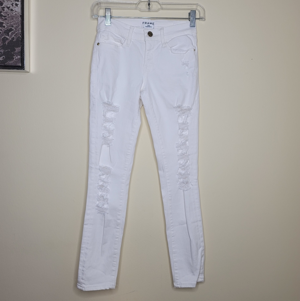 Frame Le Skinny de jeanne Distressed Jeans sz24 - Picture 7 of 15